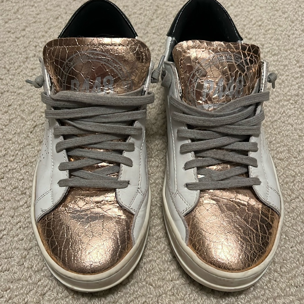 P448 Women's John-W Sneakers Rose Gold And White Leather